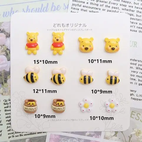 Winnie the Pooh Nail Accessories Cute mini Wearable Nails DIY Phone Case Fridge Magnets Hairpin Accessories cartoon Fun Gifts