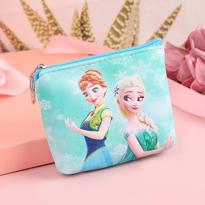 Disney-Frozen porta-moedas para meninas, Anna, Elsa, princesa, carteira PU, desenhos animados, fofos, mini porta-moedas infantil, bolsas femininas, presentes de aniversário