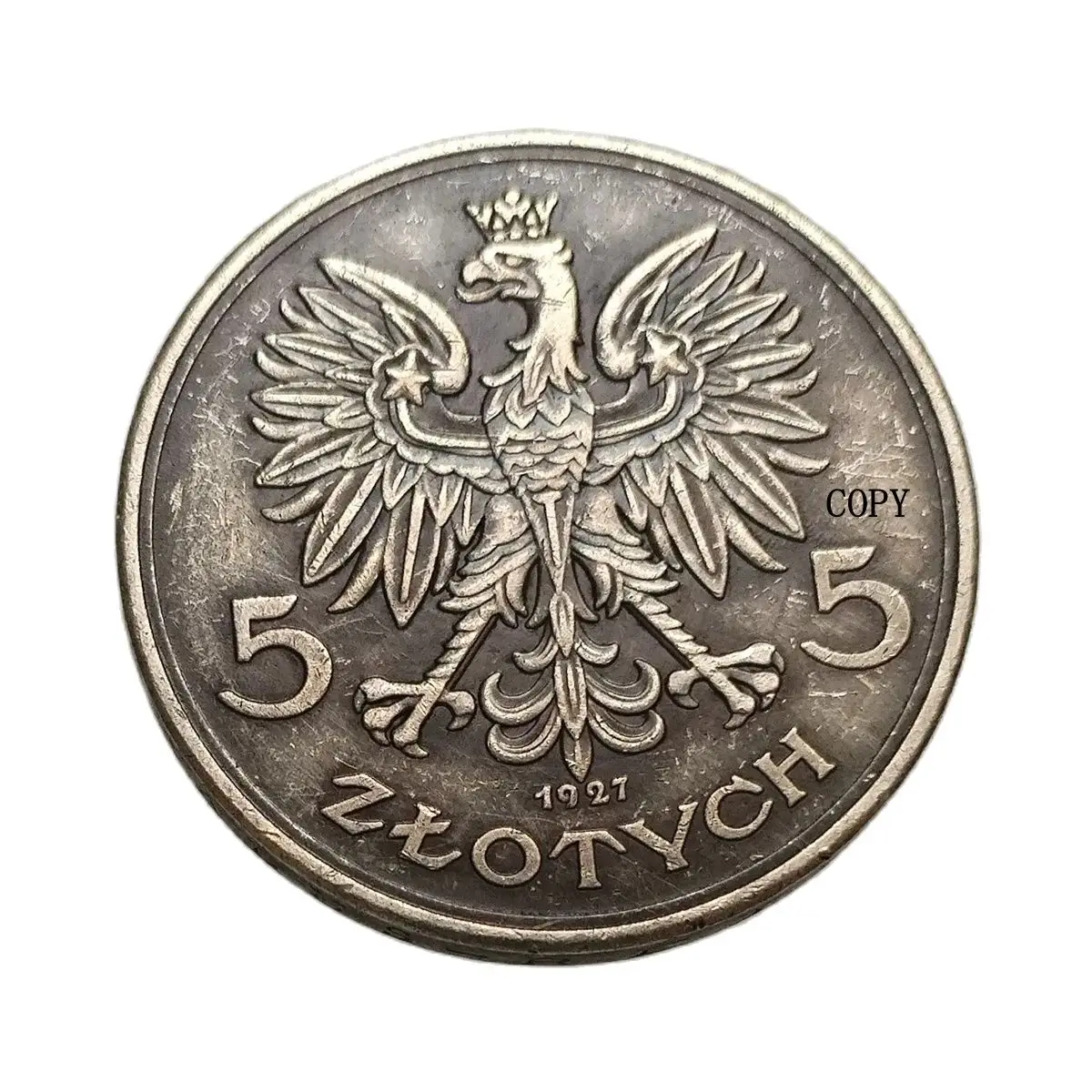 Poland 5 Zlotych 1927-1932 Silver Plated Copy Coin