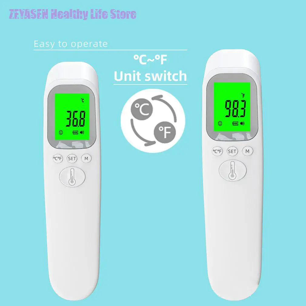 Zeyasen Contactloze draagbare voorhoofdthermometer Digitale infraroodthermometer Snelle koortsmeting Nauwkeurige aflezing voor baby's