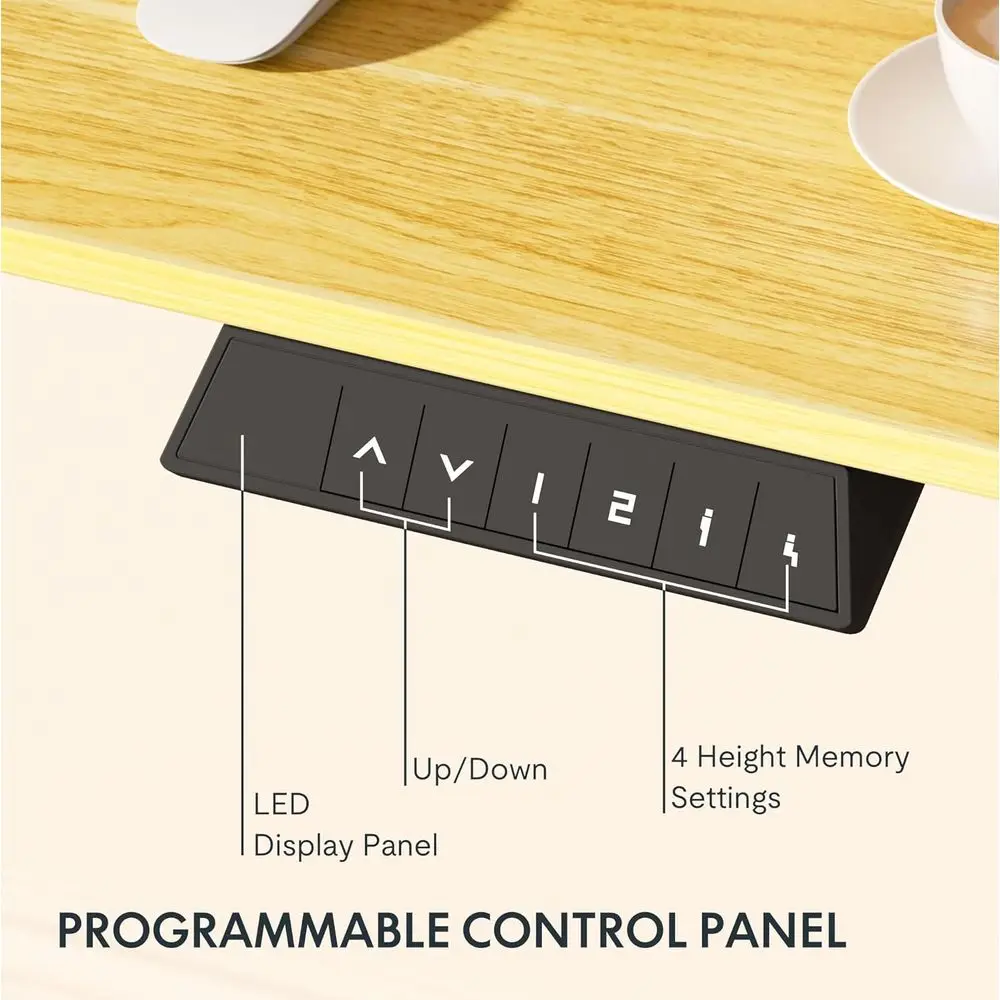 Maple 48x30 One-Piece Electric Standing Desk, 1 Thick Top, for Home Office & Multi-Device Use