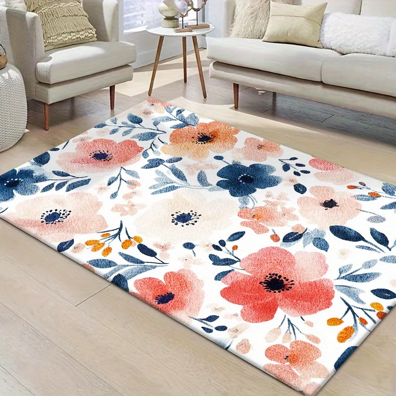VIKAMA Colorful Floral Rug: Soft, Warm, and Sound-Absorbing—Perfect for Entryways, Hallways, Living Rooms, and Sofas—Home Decor