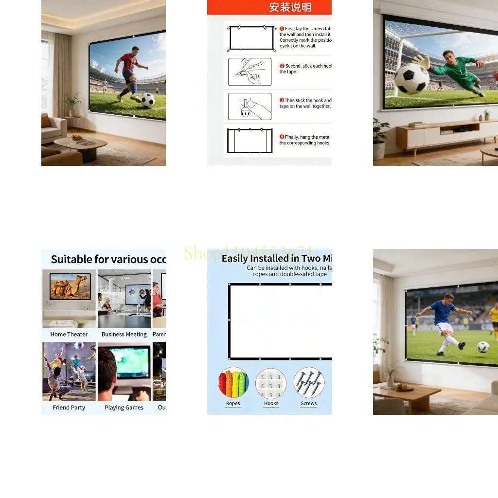 Best Seller High Densities Polyester Foldable Projection Screen 16:9 Ratio Portable For Home Theater And Outdoor Movie