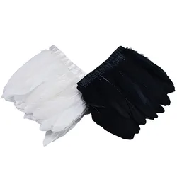 10M 15-20CM White Black Goose Feather Trims DIY Crafts Feather Ribbon Fringe Dress Skrit  Sewing Material ﻿decoration