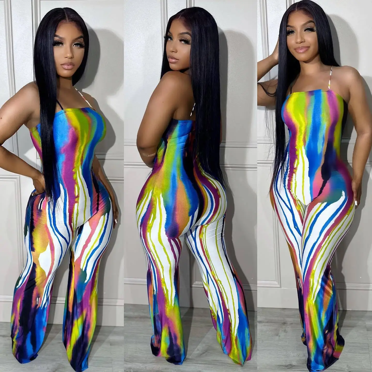 

Tie Dye One Piece Sexy Jumpsuits 2023 Women Fashion Summer Clothes Club Elegant Bodycon Fashion Jumpsuit Bodysuit Playsuit