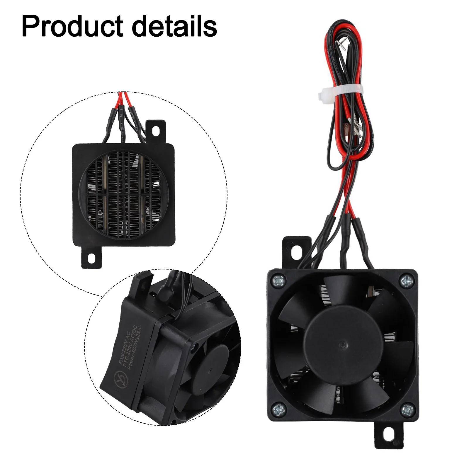 300W 400W For Ptc Heater 220V Aluminum Black Constant Temperature Electric Heating For Element WithFanFor Car Air Conditioner