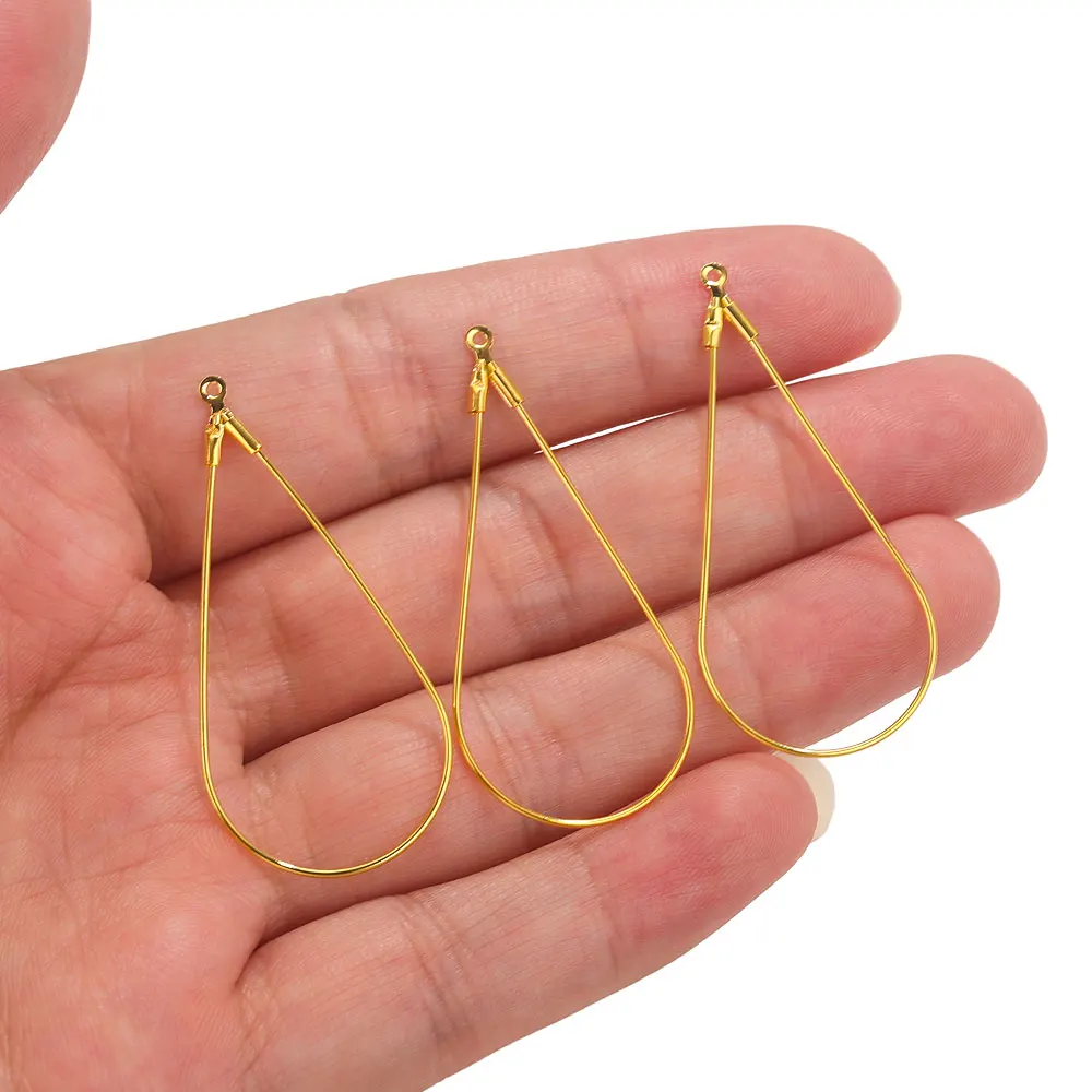 10pcs Stainless Steel Waterdrop Pendants For Ear Rings Teardrop Beading DIY Hoop Earring Makings Supplies Jewelry Findings Parts