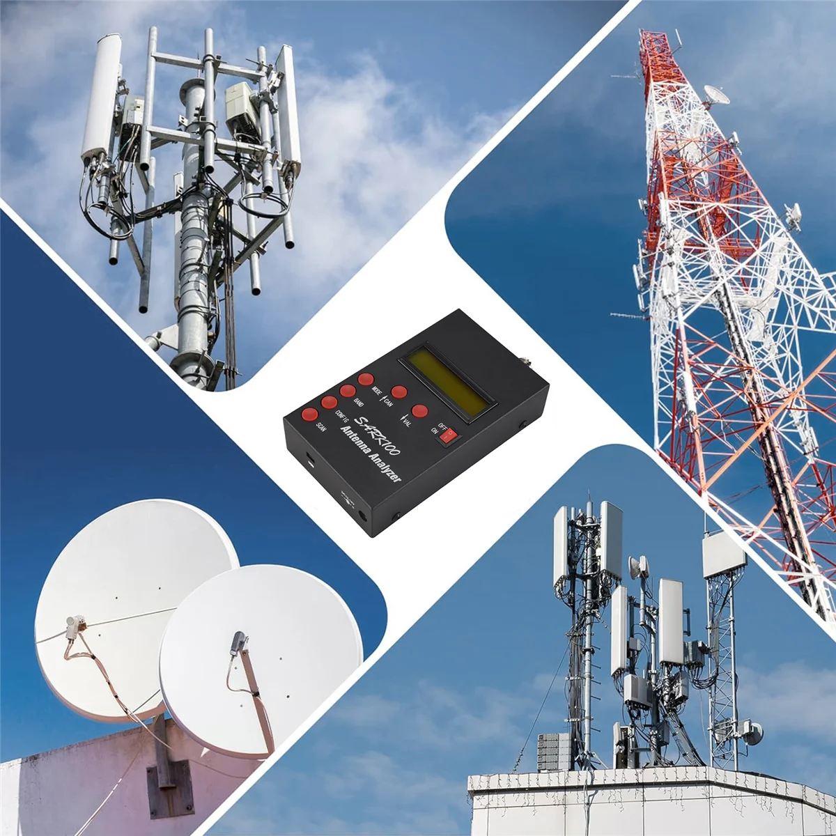 AAAF SARK100 Antenna Analyzer Meter 1-60MHz Shortwave SWR Antenna Analyzer with 1.0 to 9.99 SWR Usable Measurement Range