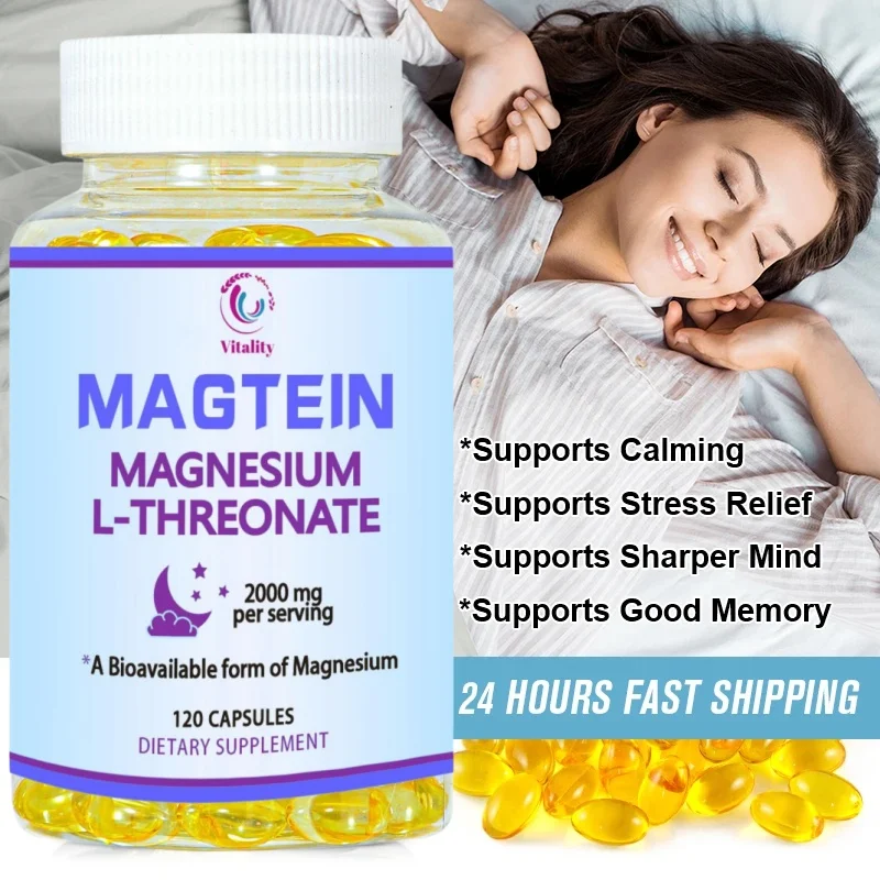 Magnesium L-Threonate Capsules (Magtein) Bioavailable Form for Sleep and Cognitive Function Support 2,000 mg 120 Capsules