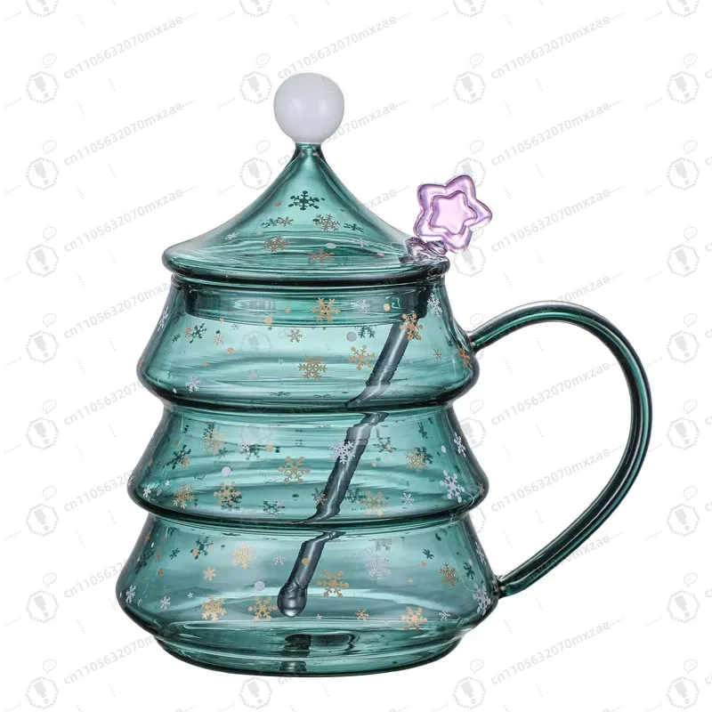 

Hot-selling Christmas glass mug: transparent material + straw with lid, heat-resistant and reusable, suitable for parties