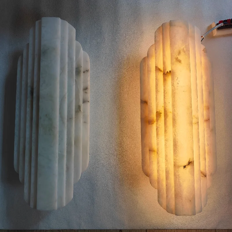 Spanish Natural Marble Wall Lamp for Villa Living Room Bedroom Bedside Corridor Stair Wall Lamp Art Deco Background bedside lamp