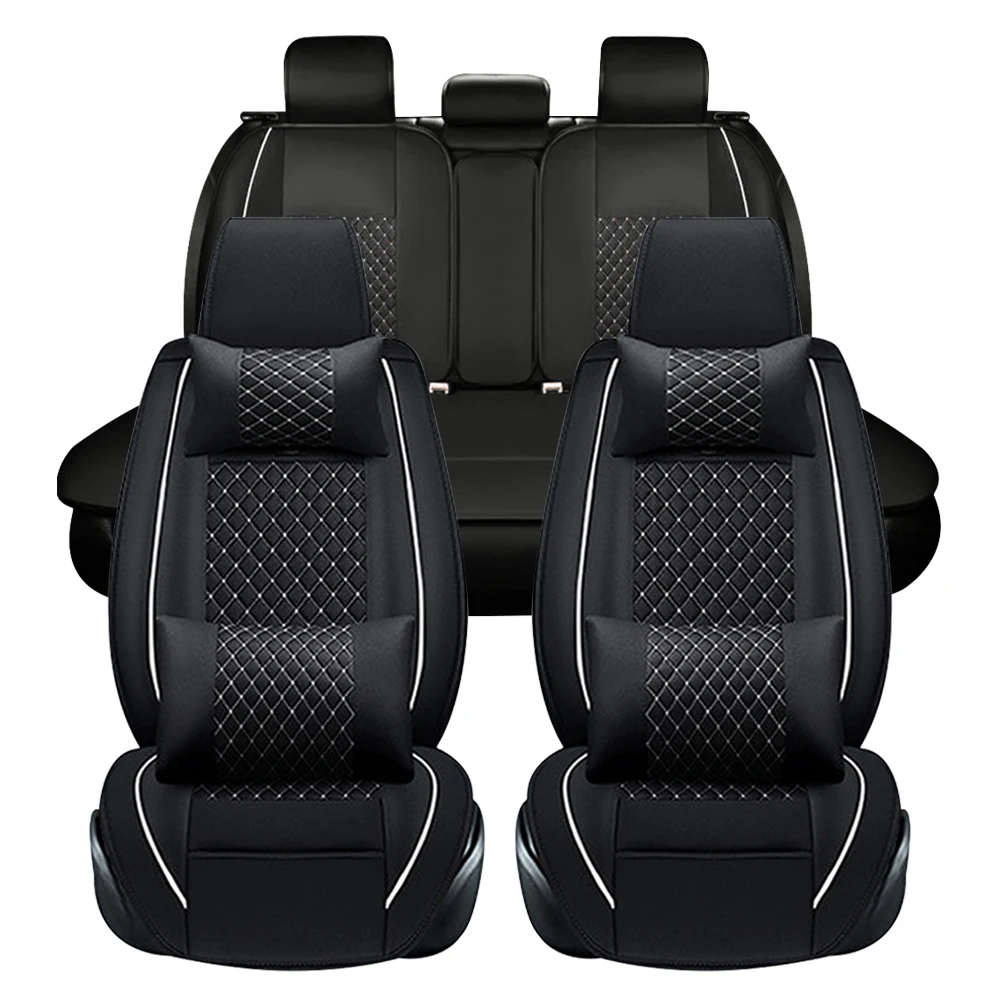 

Car Seat Covers 5-Seats Headrest + Pillow Faux Leather Cushion 1001 Universal Seat Cover