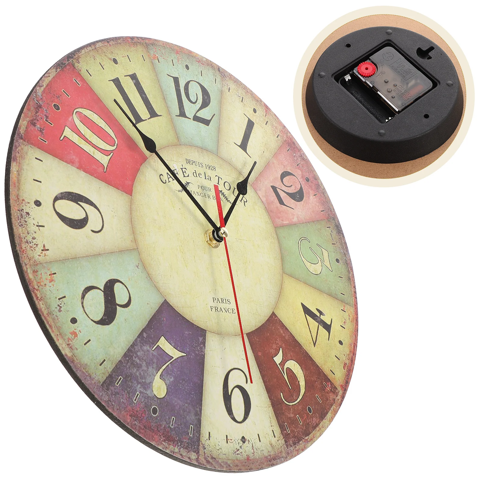 

Large Wooden Wall Clock 34Cm Round Vintage Silent Non-Ticking Eco-Friendly Waterproof Decor For Living Room Office Home