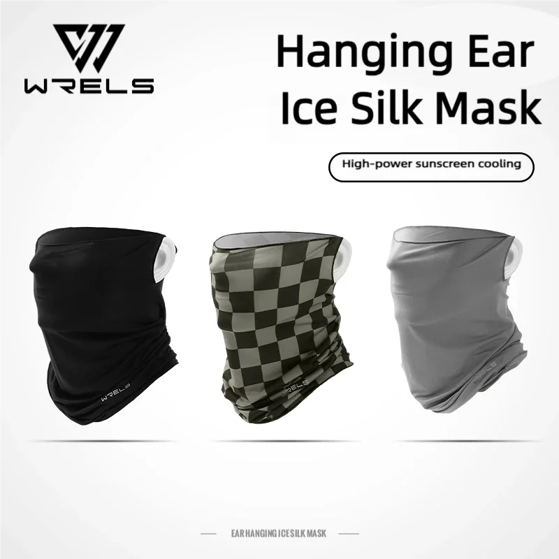 WRELS Breathable Sun Protection Face Mask Ice Silk Sunscreen Mask Outdoor Cycling Face Cover Solid Color Neck Wrap UV Protection