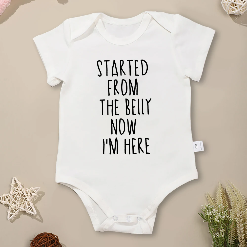 Summer Comfy Breathable Newborn Onesies Letter Print 100% Cotton Baby Girl Clothes O-neck White Toddler Boy Bodysuit Dropship