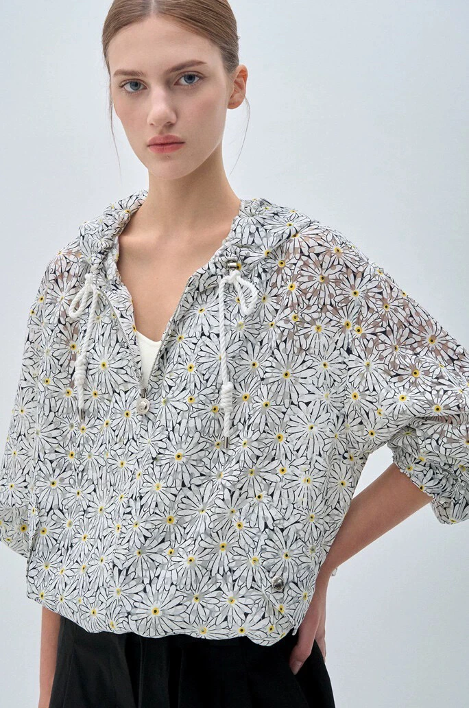 เสื้อแจ็คเก็ตแฟชั่นลำลองมีฮู้ด ผูกเชือก จับจีบ ทรงเข้ารูป บางเฉียบ รุ่น MNE 25 สำหรับฤดูร้อน เสื้อผ้าผู้หญิง ใส่ทำงาน แขนยาว