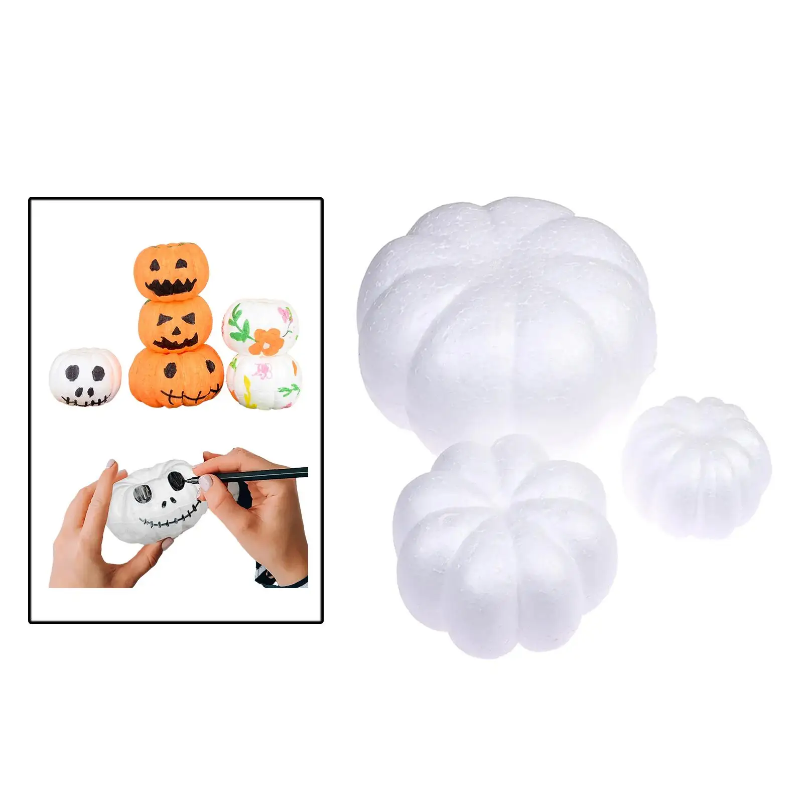 Calabazas artificiales de espuma blanca para niños, artesanía de otoño, artes y manualidades, 3 uds.