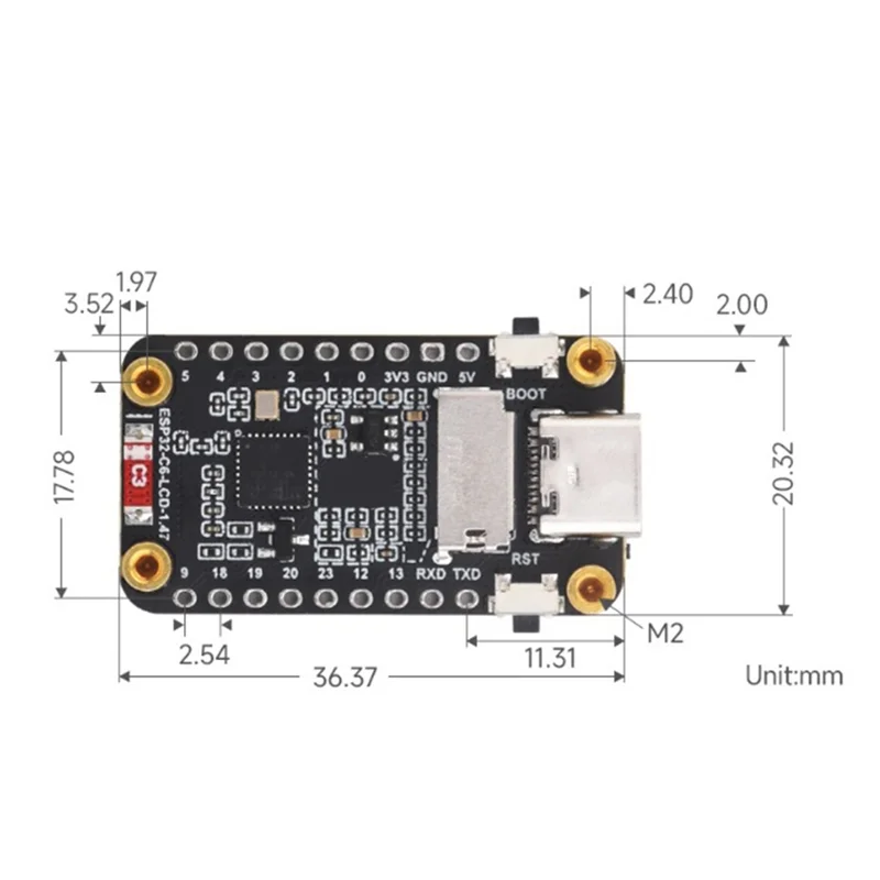 

Превосходная плата разработки ЖК-экрана ESP32-C6 Wi-Fi 6 Bluetooth 5, встроенный цвет RGB 1,47-дюймовый Tft светодиодный экран Интерфейс USB Type-C