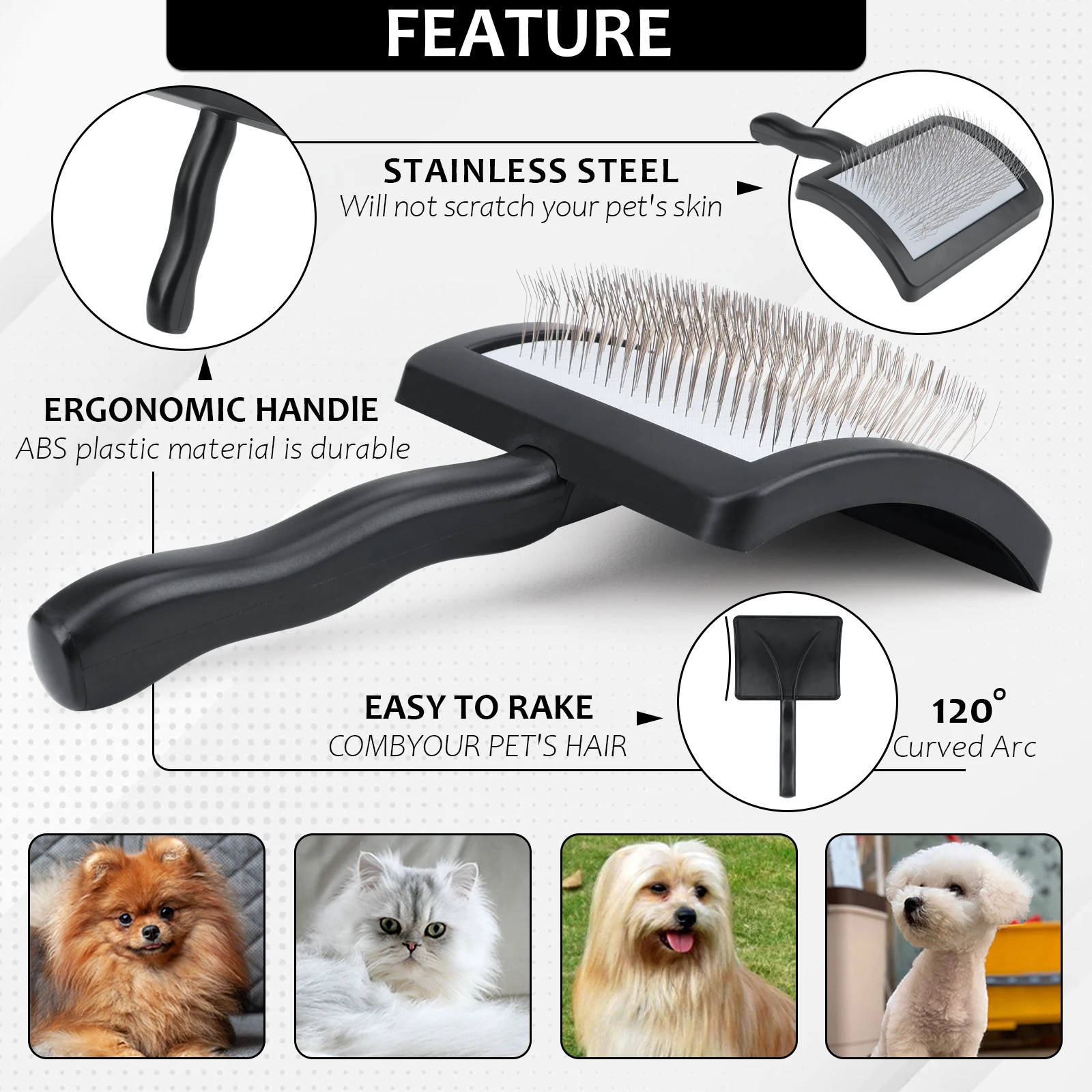 Pet Slicker Brush Long Wire Pin Slicker Brush Large Dog Pet Grooming Comb Deshedding Fur Removes Long Thick Loose Hair Undercoat