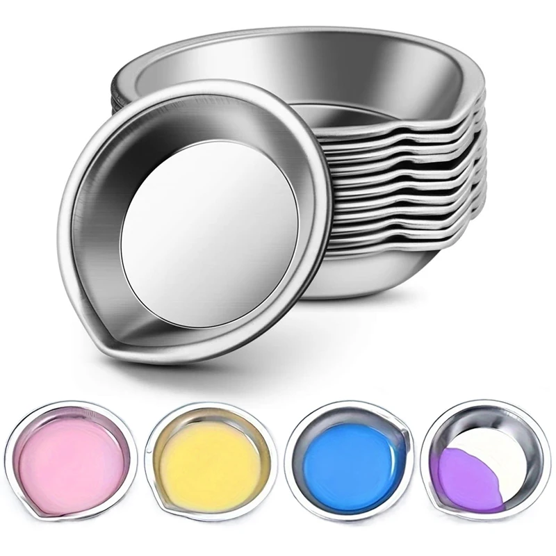 6/12/24pcs Stainless Steel Painting Palette DIY Painting Tools Spouted Color Bowls Oil Paint Trays Paint Color Mixing Cups TMZ