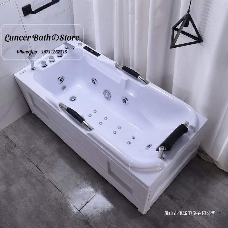 Multi-size 1.2~1.8M Acrylic Whirlpool Tub, Intelligent Thermostatic Heating Spa Bathtub for Apartment Restroom Use