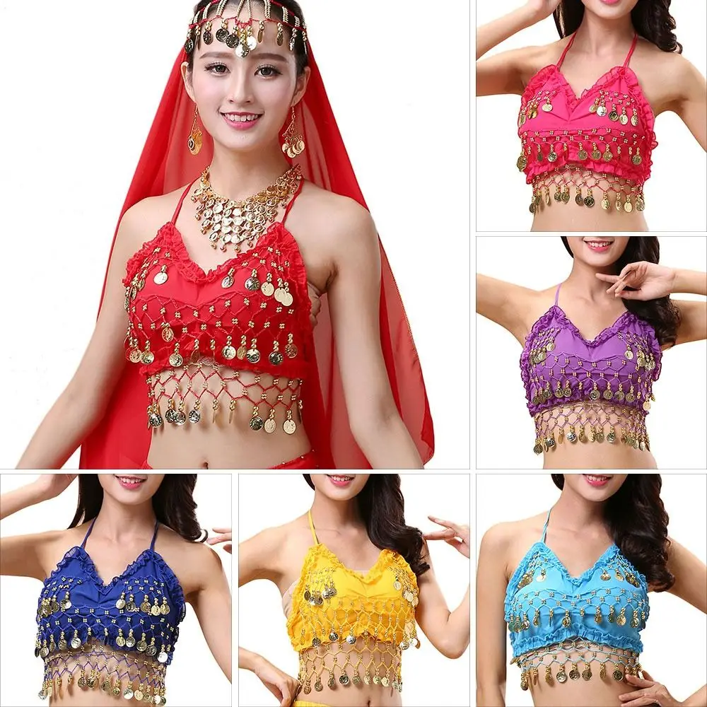 Belly Dance Bra Sequined Beaded Top Sexy Dancing Costume Festival Club Party Fringe Costume