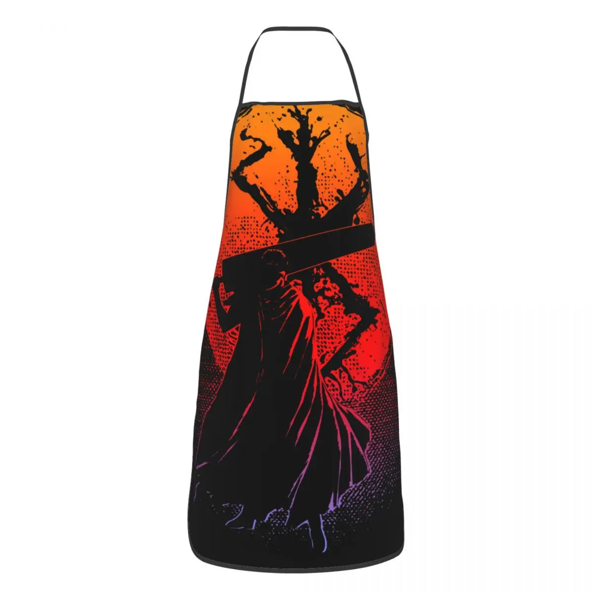 Berserk Guts Sunset Polyester Aprons 52*72cm Kitchen Cuisine Bib Tablier Hotel Pinafores for Manicurist