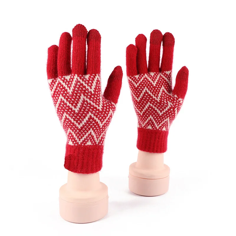 Guantes de invierno de estilo coreano japonés para mujer, manoplas de punto con dedos completos, suaves y suaves, suaves y gruesas