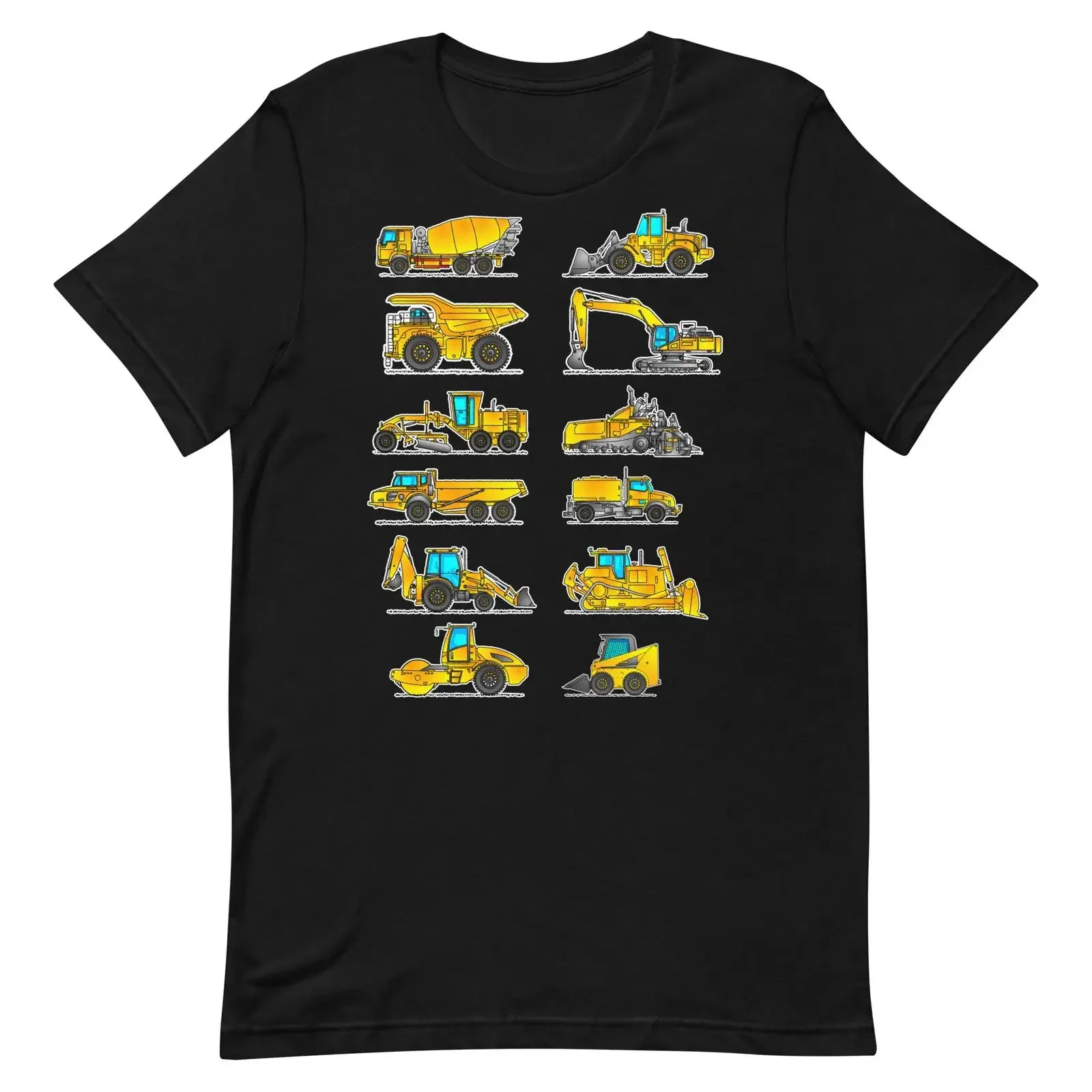 Adult Construction Vehicles T Shirt Excavator Asphalt Paver Grader Bulldozer Image 1 of 4 vintage Washed Breathable