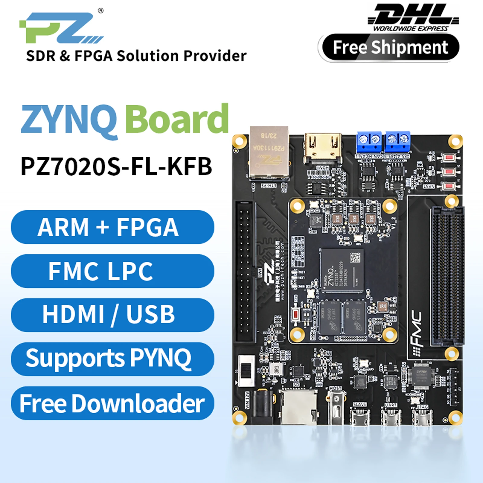 

Puzhi PZ7020S-FL-KFB FPGA Development Board Xilinx ZYNQ7000 XC7Z020 Evaluation Kit FMC HDMI USB