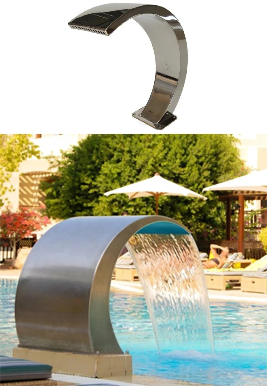 

Swimming pool equipment spa arc groove water jet massager stainless steel 304 fountain waterfall water curtain H350xD100mm