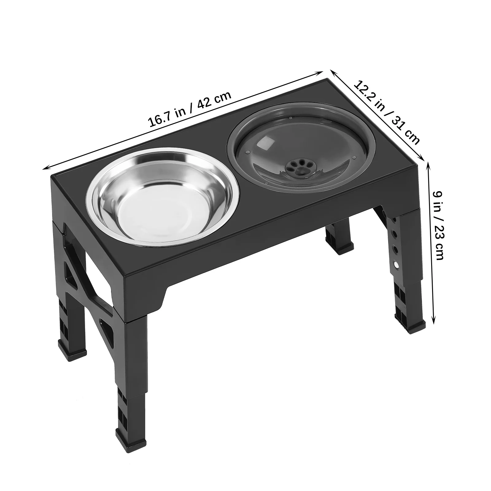 Imagem -03 - Elevado Duplo Ajustável Pet Alimentador Dog Feeding Station Alimentador Overhead Cat Food Bowl Dispensador de Água