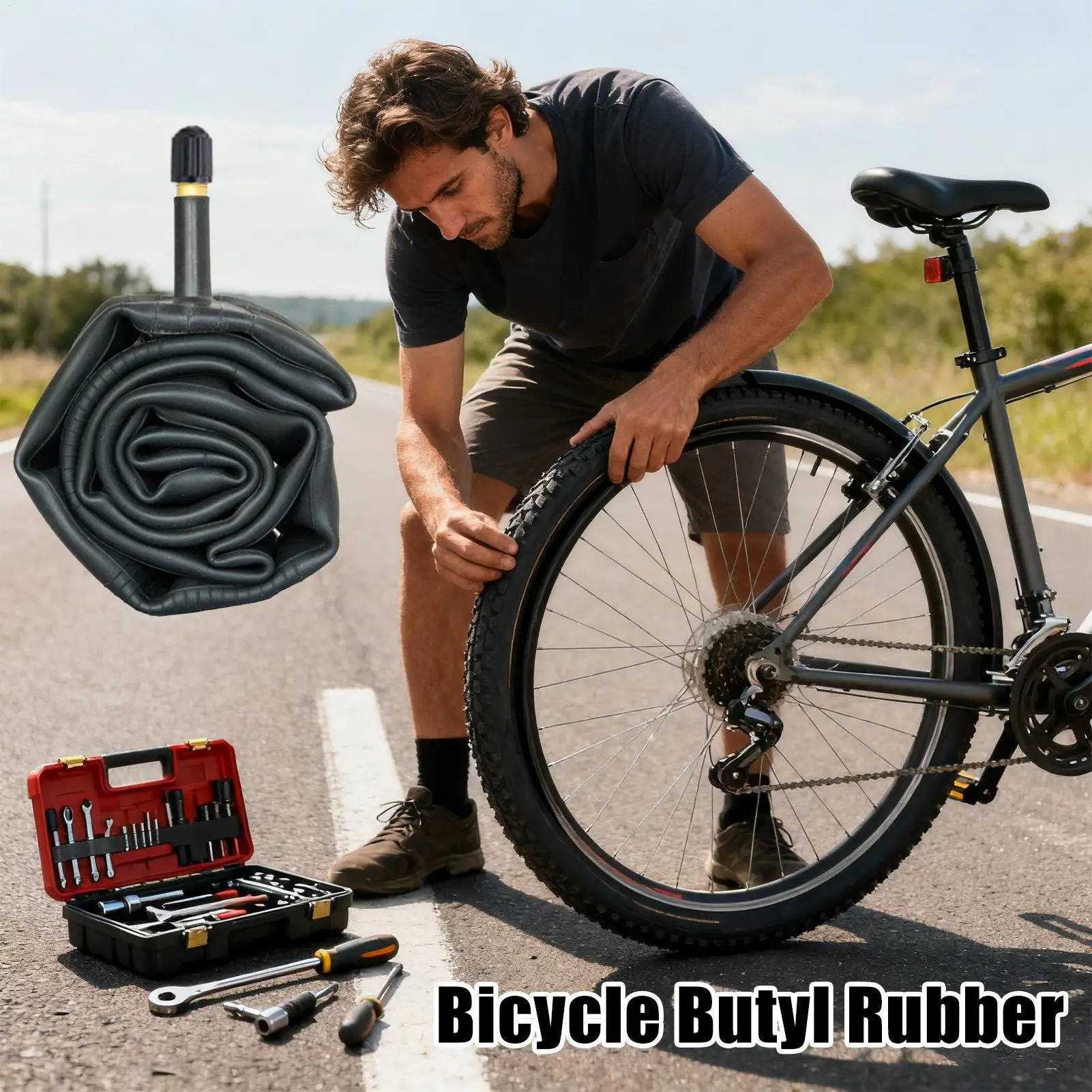 Puncture-Resistant Bike Inner Tube, Butyl Bicycle Tire For Mountain Road Racing Commuting Training Outdoor Camping Garage