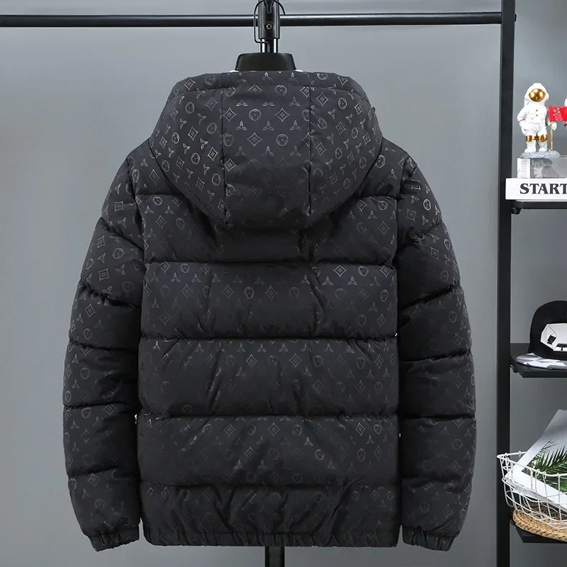 Homens inverno puffer jaqueta de marca luxo grosso quente à prova vento casaco moda impressão streetwear com capuz harajuku parka jaqueta outerwear