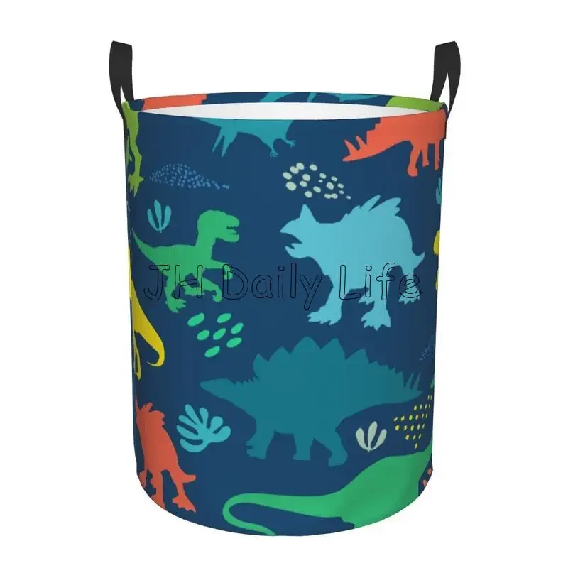 Cartoon Dinosaurussen Ronde Wasmand Grote Capaciteit Doek Wasmand Oxford Speelgoed Organizer voor Thuis Dorm Decor