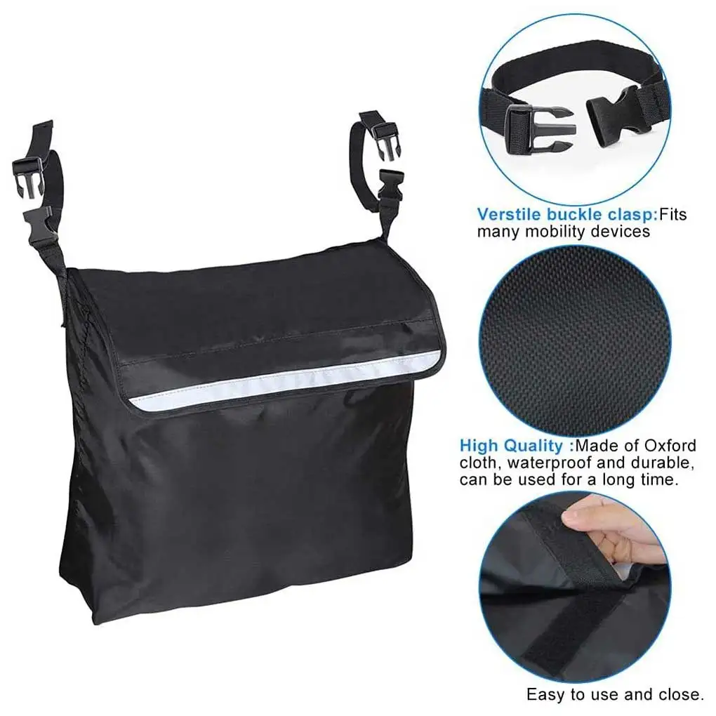 

Wheelchair Backpack Waterproof Adjustable Strap Wheel Chair Bags Black