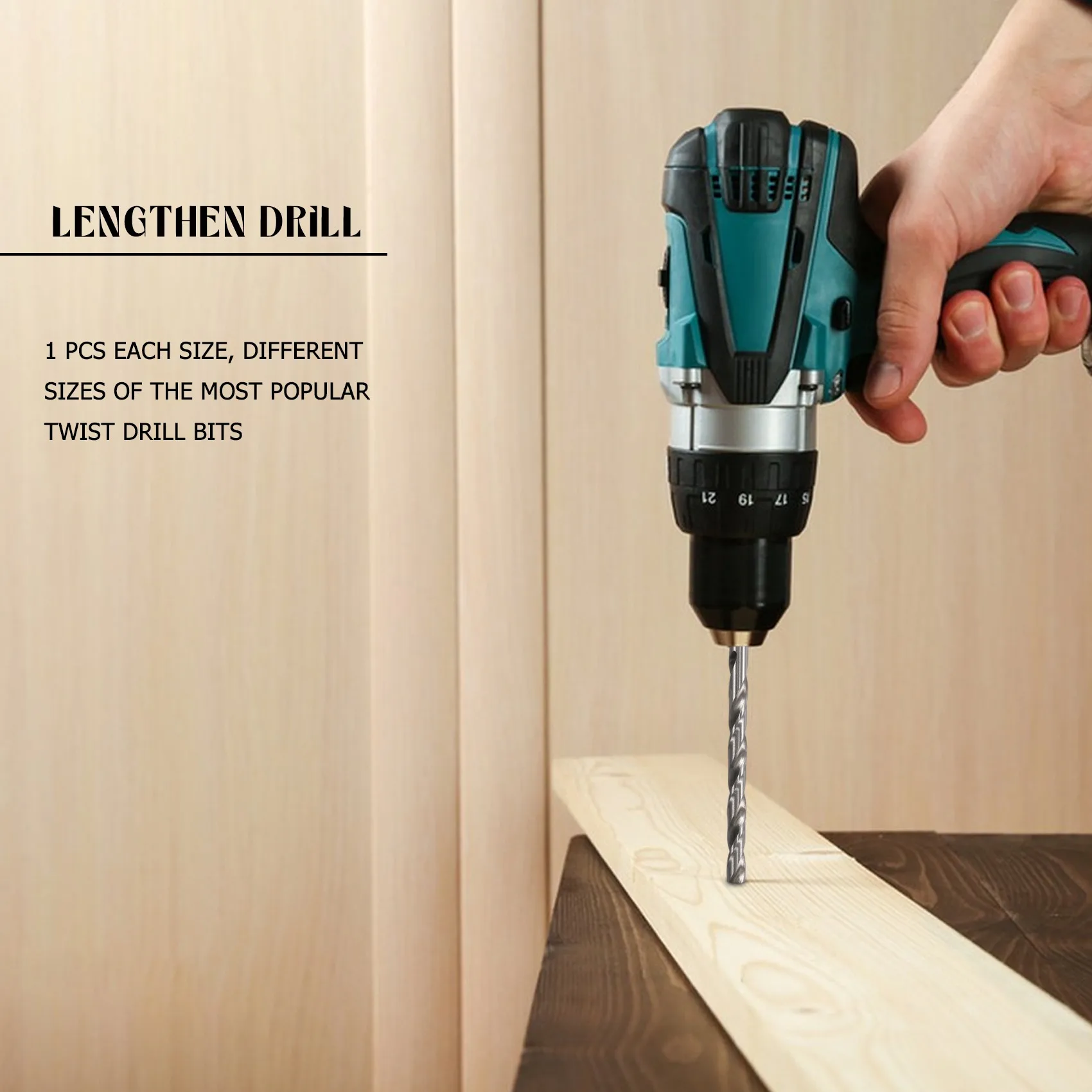 Set di punte da trapano in acciaio ad alta velocità extra lunghe da 5 pezzi Set di punte da trapano elicoidali con codolo dritto 2-5 mm per legno