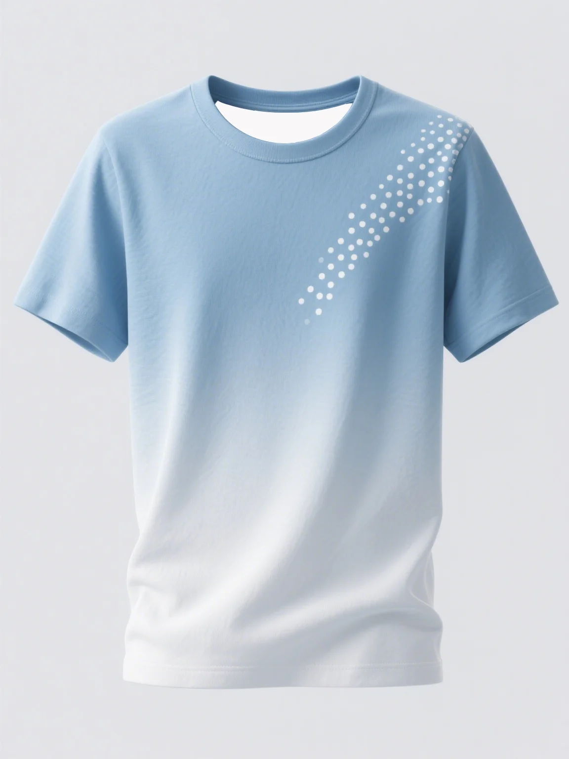 

Мужская футболка градиентного цвета в минималистском стиле. Удобная и модная. Отлично подходит для повседневной жизни. Прогулки на открытом воздухе и повседневных вешалок.