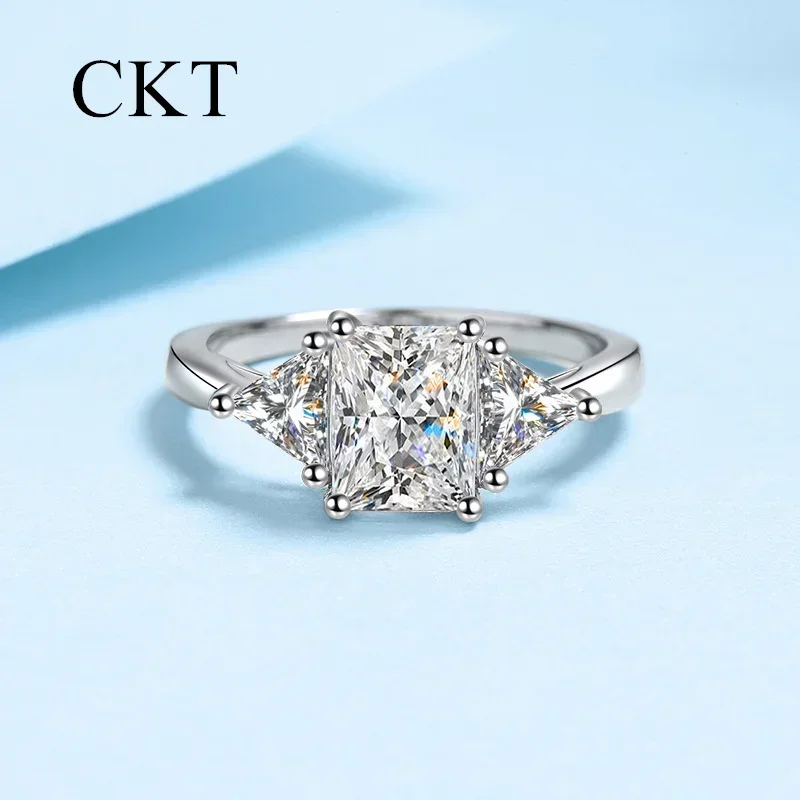 

18K White Gold Fashion 3 Carat Moissanite Ring for Women Platinum Pt950 Luxury Ring Diamond Rings Sparkling Wedding Fine Jewelry