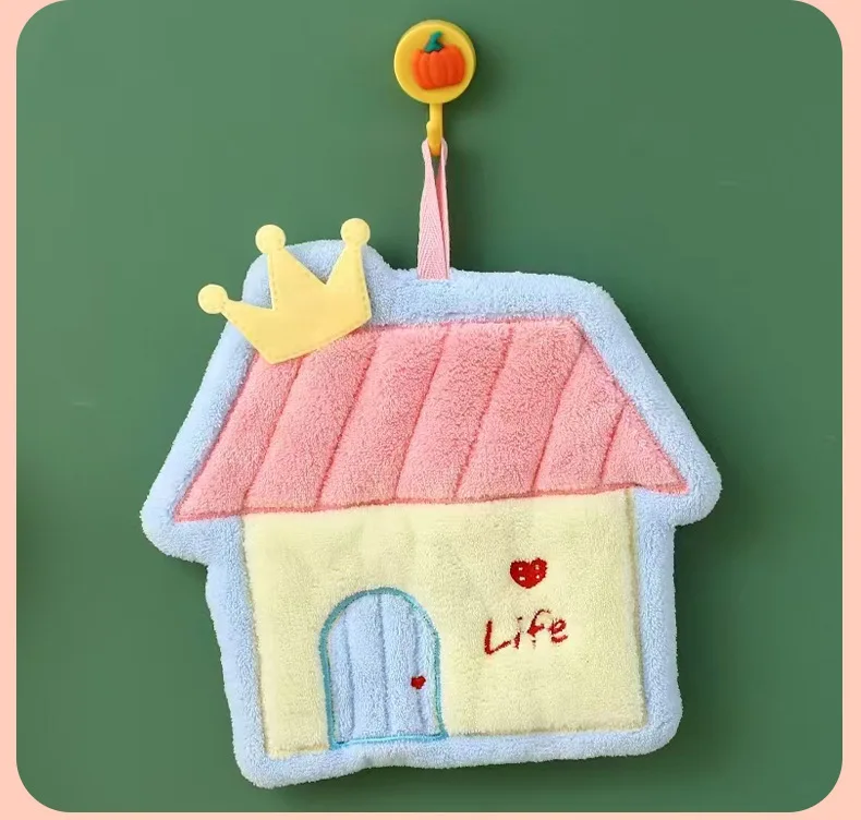 

Милое мультяшное полотенце для рук можно повесить в маленьких домиках. Водопоглощающее толстое полотенце для ванной комнаты из кораллового флиса оптом