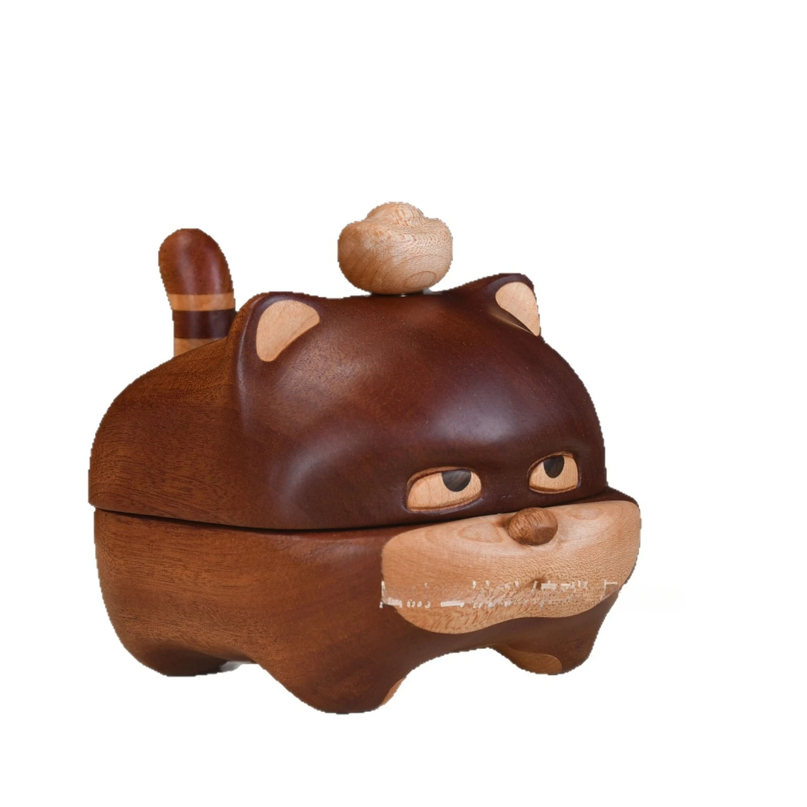 Gluttony cat, solid wood storage ornament, home creative gift.