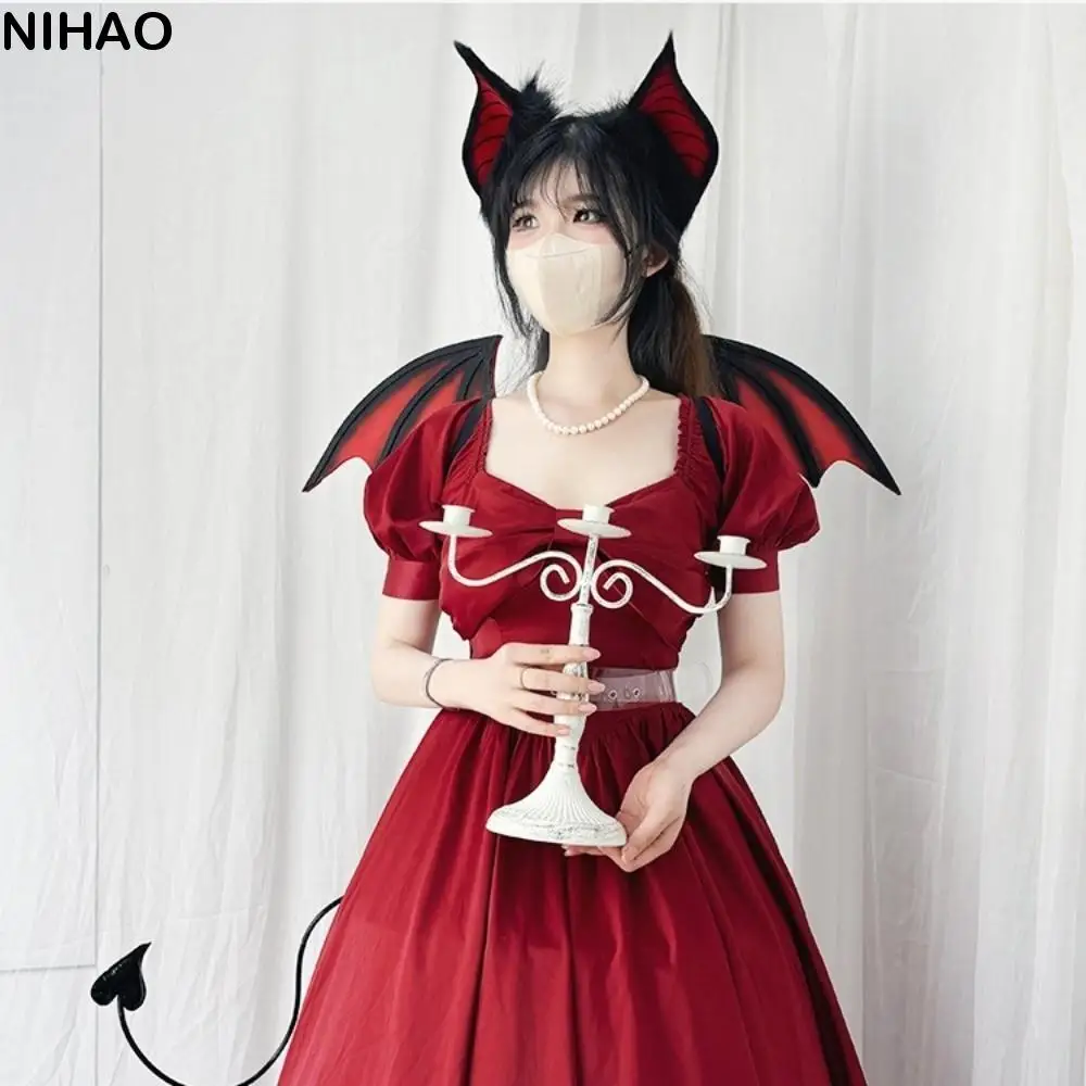 

Bentable Halloween Costume Cosplay Props DIY Furry Bat-like Ears 3D Transparent Belt Devil's Sweetheart Tail