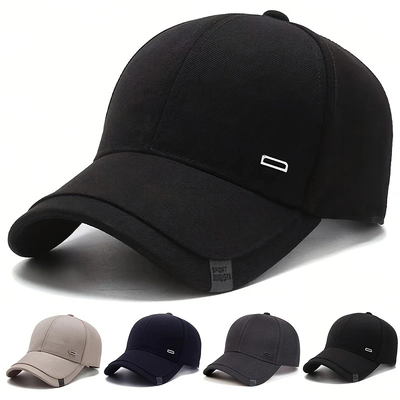 Unisex Square Silver Buckle Label Baseball Caps Spring Autumn Outdoor Adjustable Casual Hats Sunscreen Hat