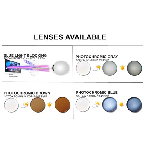 Imagen 2 del producto Gafas graduadas para miopía -0,5 a -10 Mujeres Hombres Gafas miopes Bloqueo de luz azul o lentes fotocromáticas Astigmatismo personalizado UF04