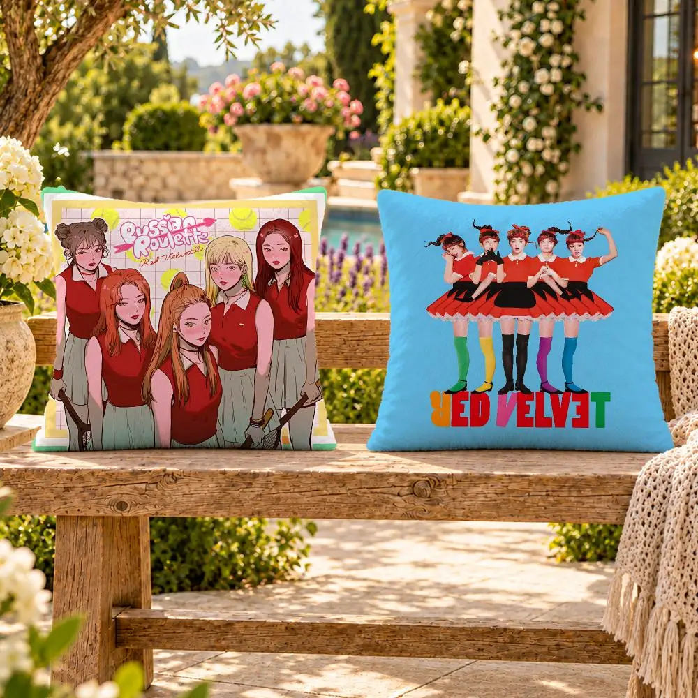 Group K-Pop Red Velvet Cushion Cover Soft Plush Throw Pillow Cover Washable Sofa Bed Patio Chair Home Decor