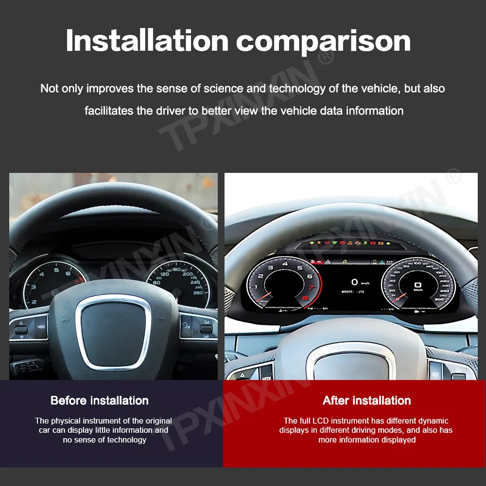 For Audi A4 2009~2016 Carplay Digital LCD Cluster Car Dashboard Panel Virtual Instrument Cluster Replacement for Vehicle