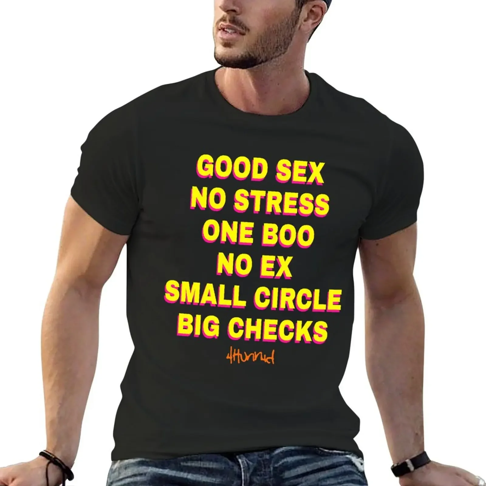 Good Sex No Stress One Boo No Ex Small Circle Big Checks T-Shirt graphics vintage anime shirt oversized t shirt men