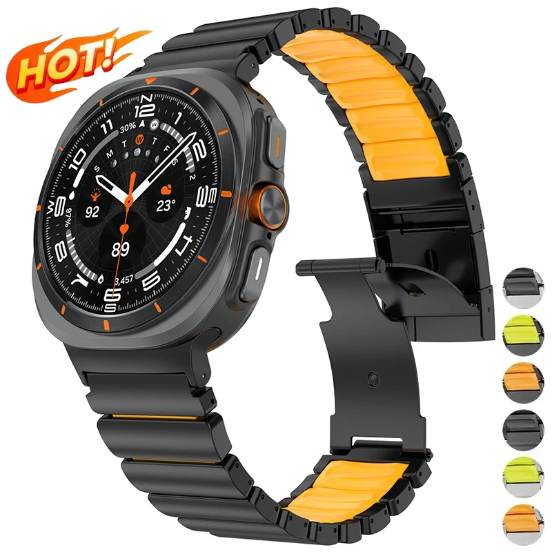 

Titanium Band for Samsung Galaxy Watch 8Classic 46mm 8 40mm 44mm Soft Silicon Metal Strap for Galaxy Watch Ultra 2025 47mm 2024