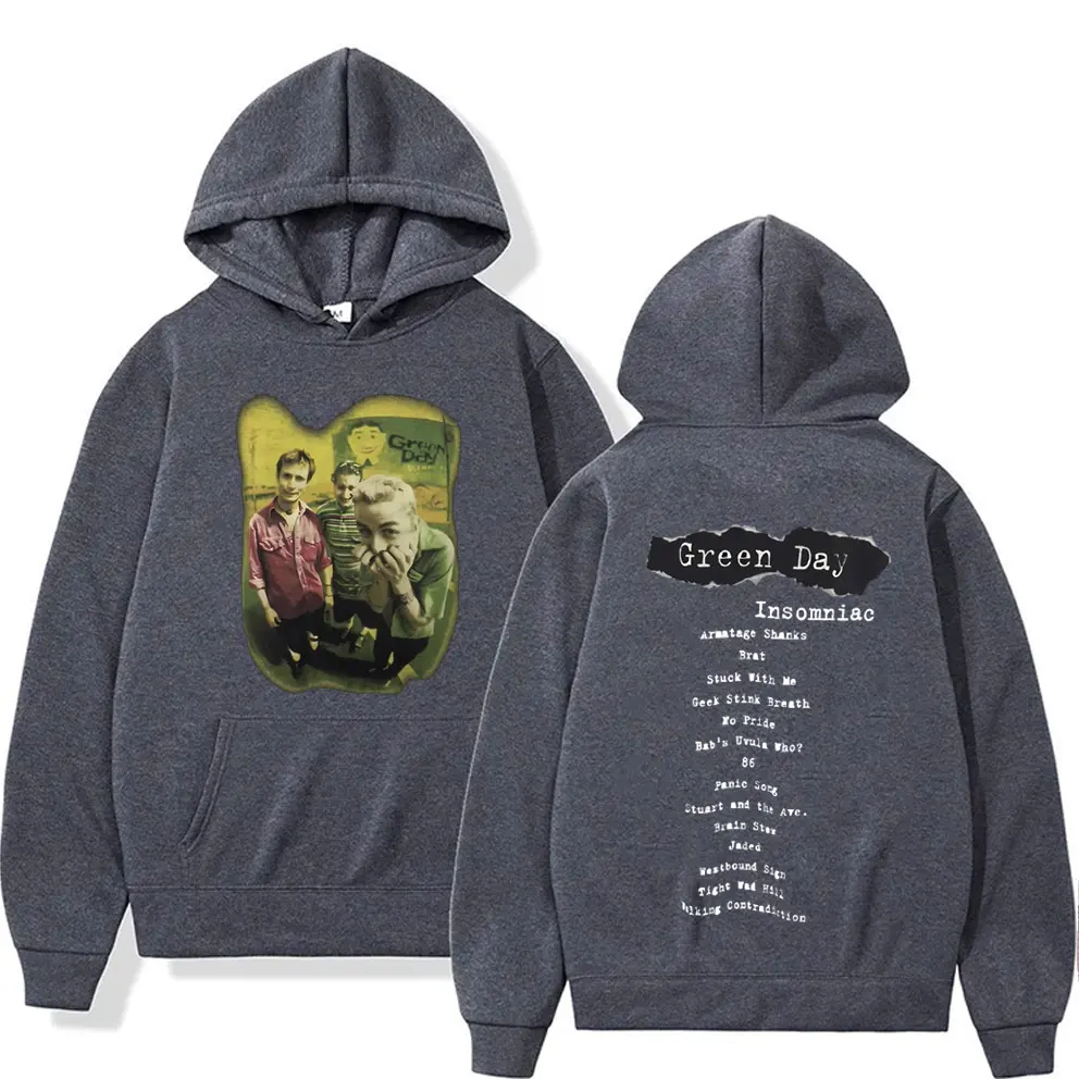 Rare Punk Band Green Day Insomniac Graphic Hoodie Men Women Gothic Vintage Rock Oversized Sweatshirt Male Hip Hop Casual Hoodies