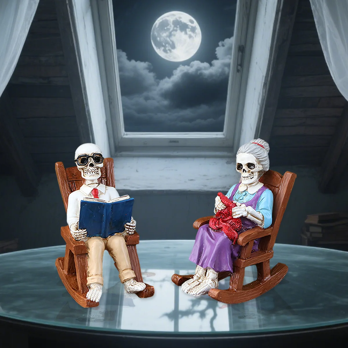 

Vintage Reading Skeleton Chair Halloween Decor - Gothic Home & Garden Ornament